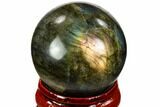 Flashy, Polished Labradorite Sphere - Great Color Play #105764-1